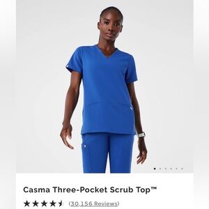 Figs Winning Blue Casma Three-Pocket Scrub Top in Size Small